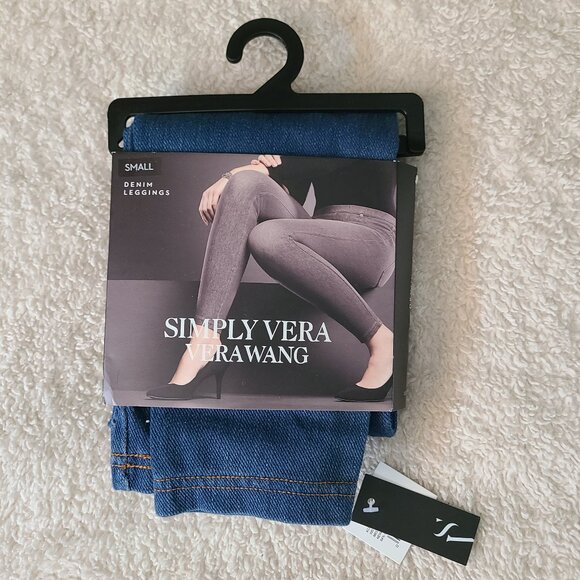 Simply Vera Vera Wang Medium Wash Denim Leggings With Rivets - Picture 1 of 2
